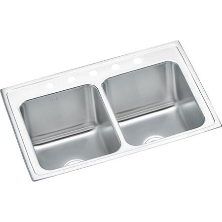 ELKAY Classic SS 33" x 22" x 10-1/8", Equal Double Bowl Drop-in Sink DLR3322105